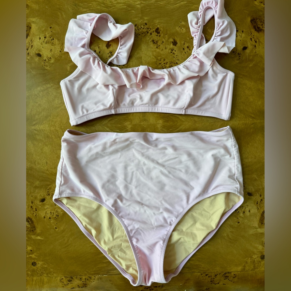 Women’s J Crew pink ruffle bikini